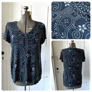 Sonoma Blue Bandana Graphic Short Sleeve Relaxed Tee T-shirt Top
